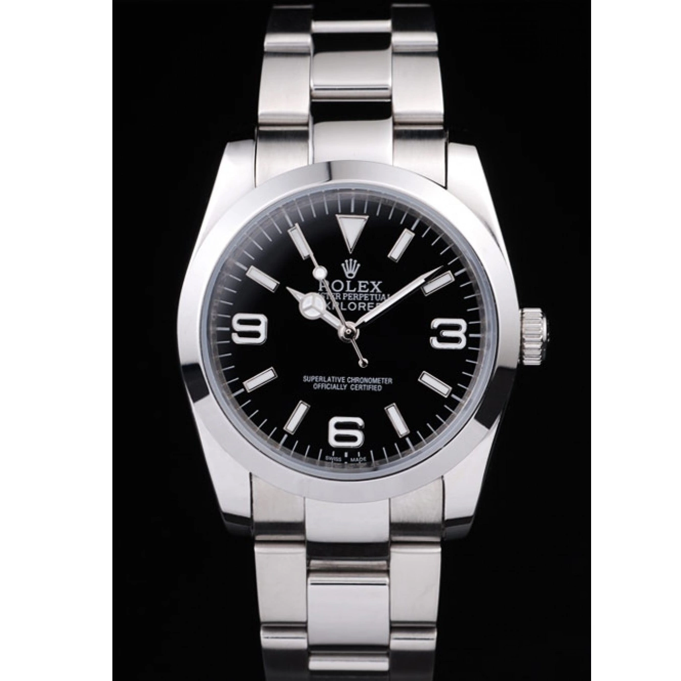 Aaa fake watches Dial Black Steel Polished Explorer 98087 Stainless Rolex 0730